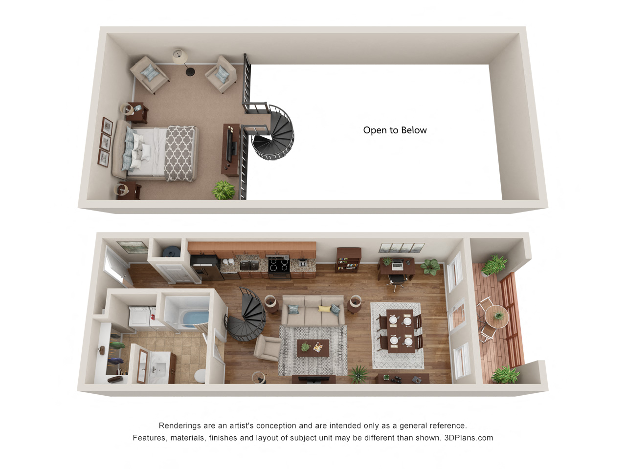 Floor plan for studio, 1 bath, 800 sqft